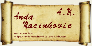 Anda Mačinković vizit kartica